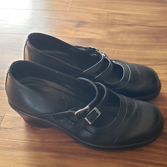 Dansko Babette Black Mary Jane Wedge Clog Shoes EU 40 - Picture 3 of 13